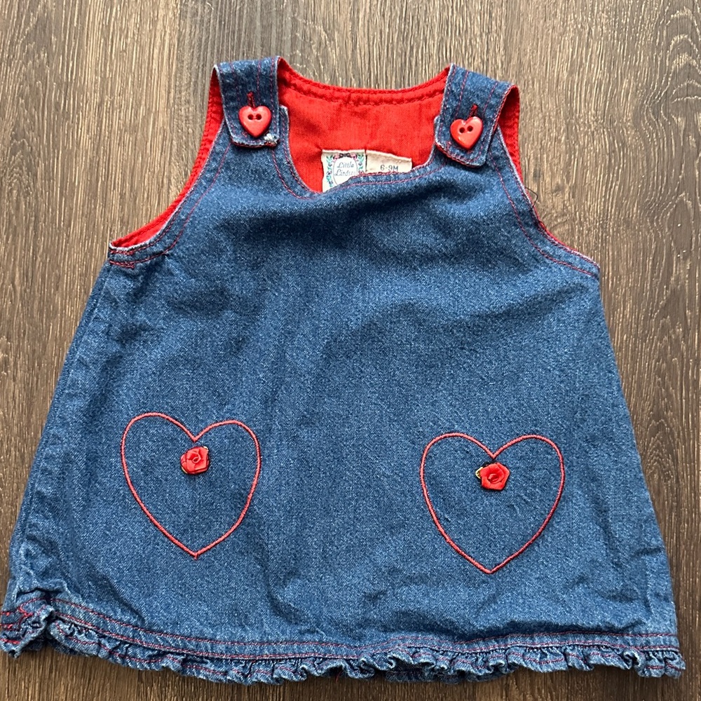 Vintage Little Lindsey Denim Dress with Heart Details